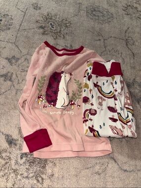 wonder nation Pink and Maroon Hedgehog Pajama Set